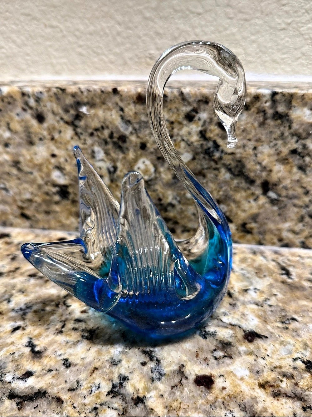 Vintage Murano hand blown cobalt glass swan trinket dish